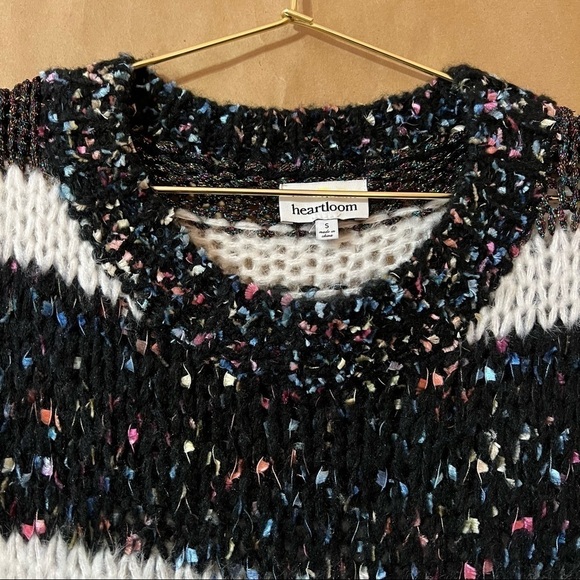 Heartloom Evereve Mariah Pullover Textured Stripe Oversized Knit Sweater Size S - Picture 4 of 12